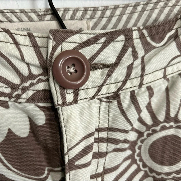 Aeropostale Women's Size 3/4 Floral Bermuda Shorts Brown White Retro Groovy Boho - Picture 5 of 15